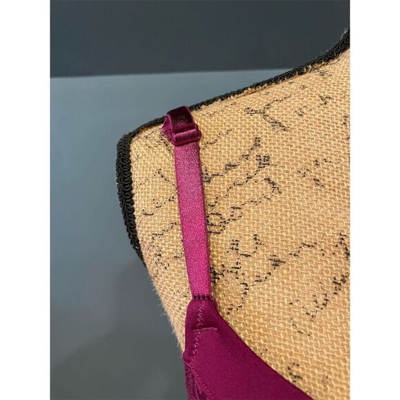 Maidenform Women's Push-Up Lace Bra Burgundy 34D Adjustable Straps Underwire - Picture 2 of 11